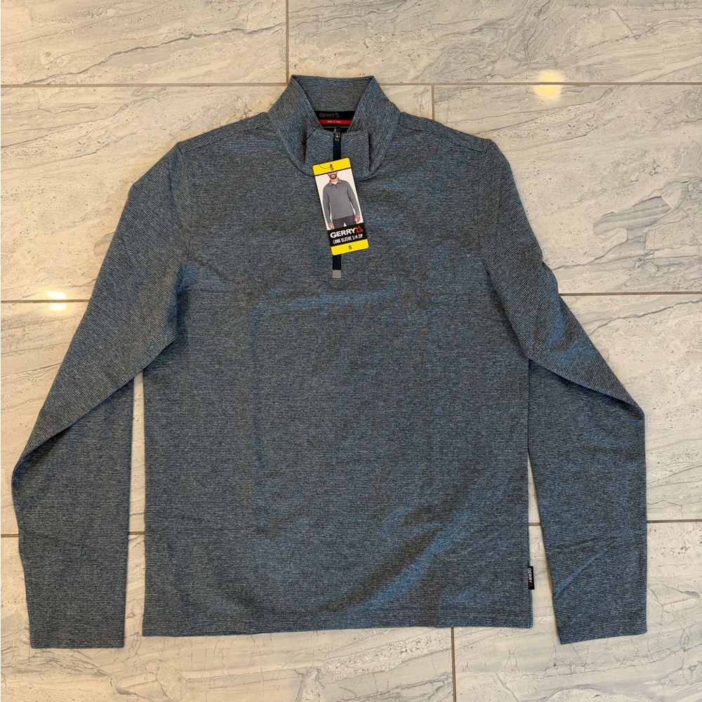 NWT Gerry Blue Textured Quarter-Zip Top